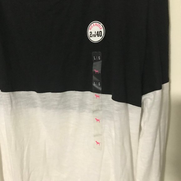 PINK black and white jersey long sleeved shirt - Picture 5 of 6